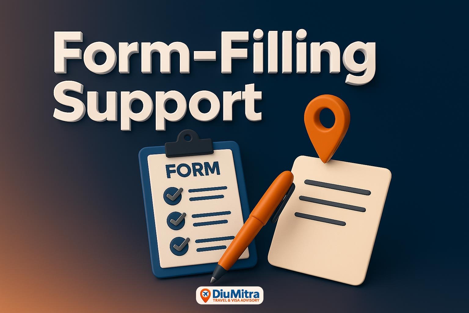 DiuMitra advisor helping client with application form filling and documentation support