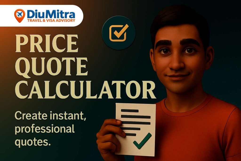 Cinematic 3D illustration of a person holding a quote document with a green checkmark, promoting a price quote calculator.