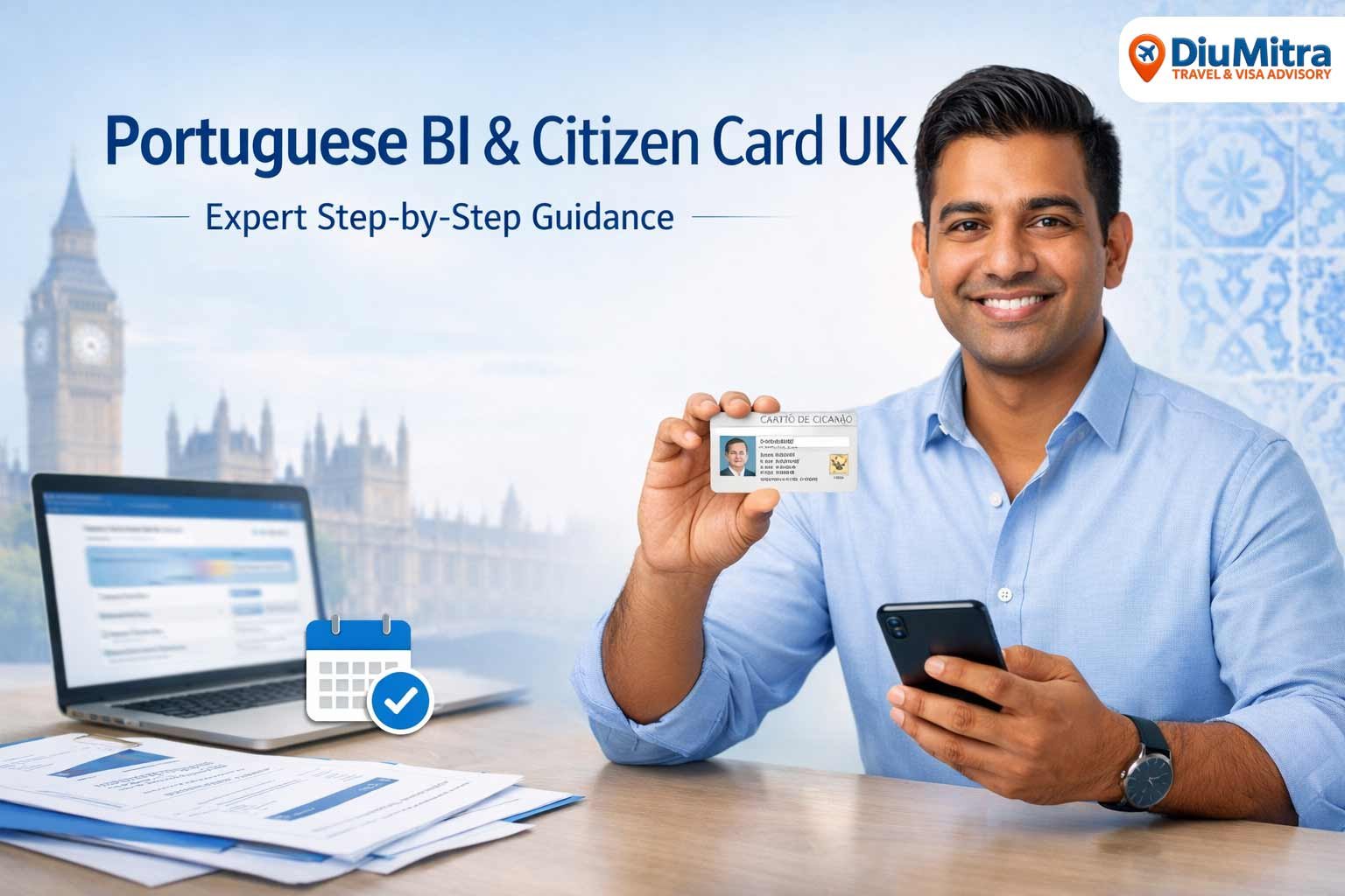 Advisory support for Portuguese Citizen Card (Cartão de Cidadão) renewals and BI upgrades in the UK.