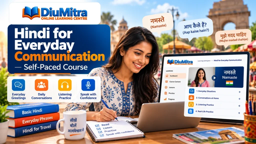 Learner practising Hindi greetings, listening and daily conversations through online lessons.
